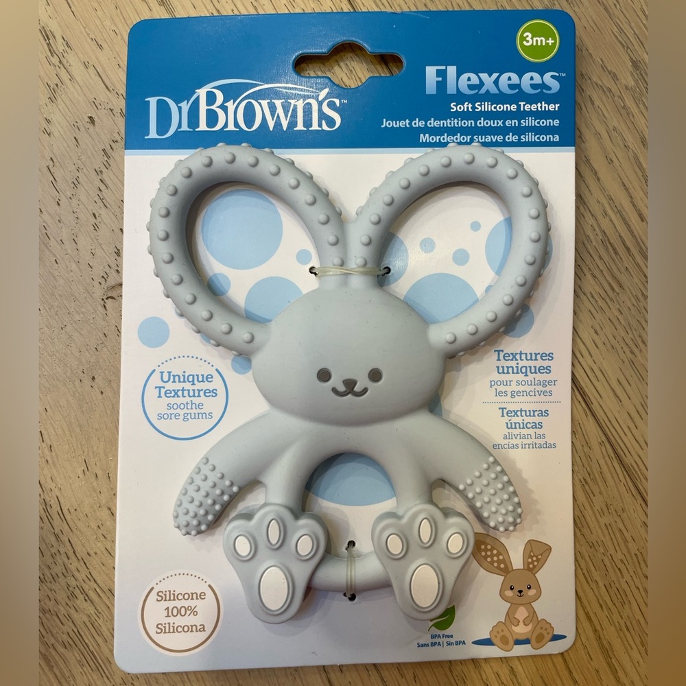 NEW! Dr Brown’s Flexees Silicone Bunny Teether - Light Gray